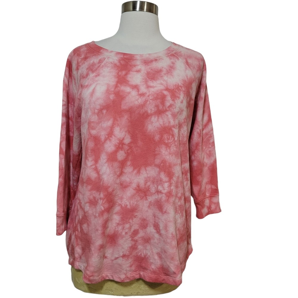 Sonoma Pink Tie Dye Crewneck 3/4 Sleeve Sweatshirt Size Medium